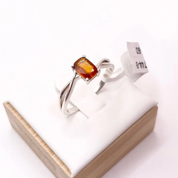 Size 9 Orange Kyanite 925 Sterling Silver Ring - Picture 3 of 7